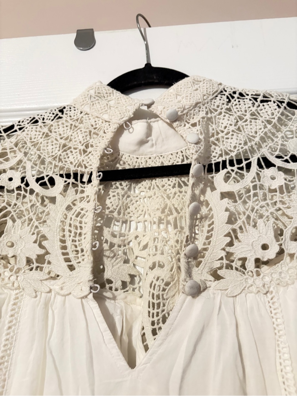 Anthropology Boho Crochet Yoke Cream Dress. + A LITTLE GIFT 🎁 - Picture 4 of 4